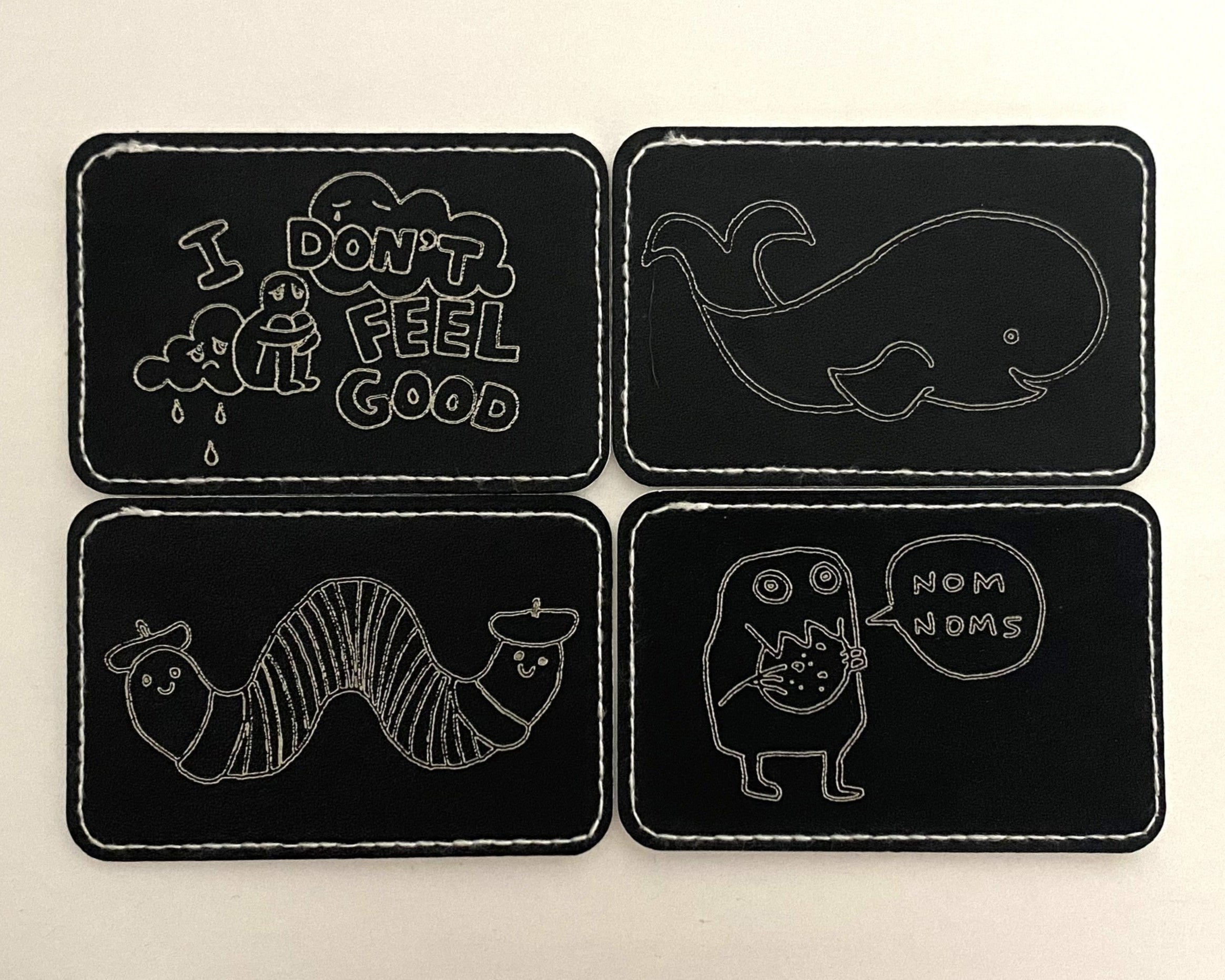 Quirky Black and Silver Leatherette Patch Bundle