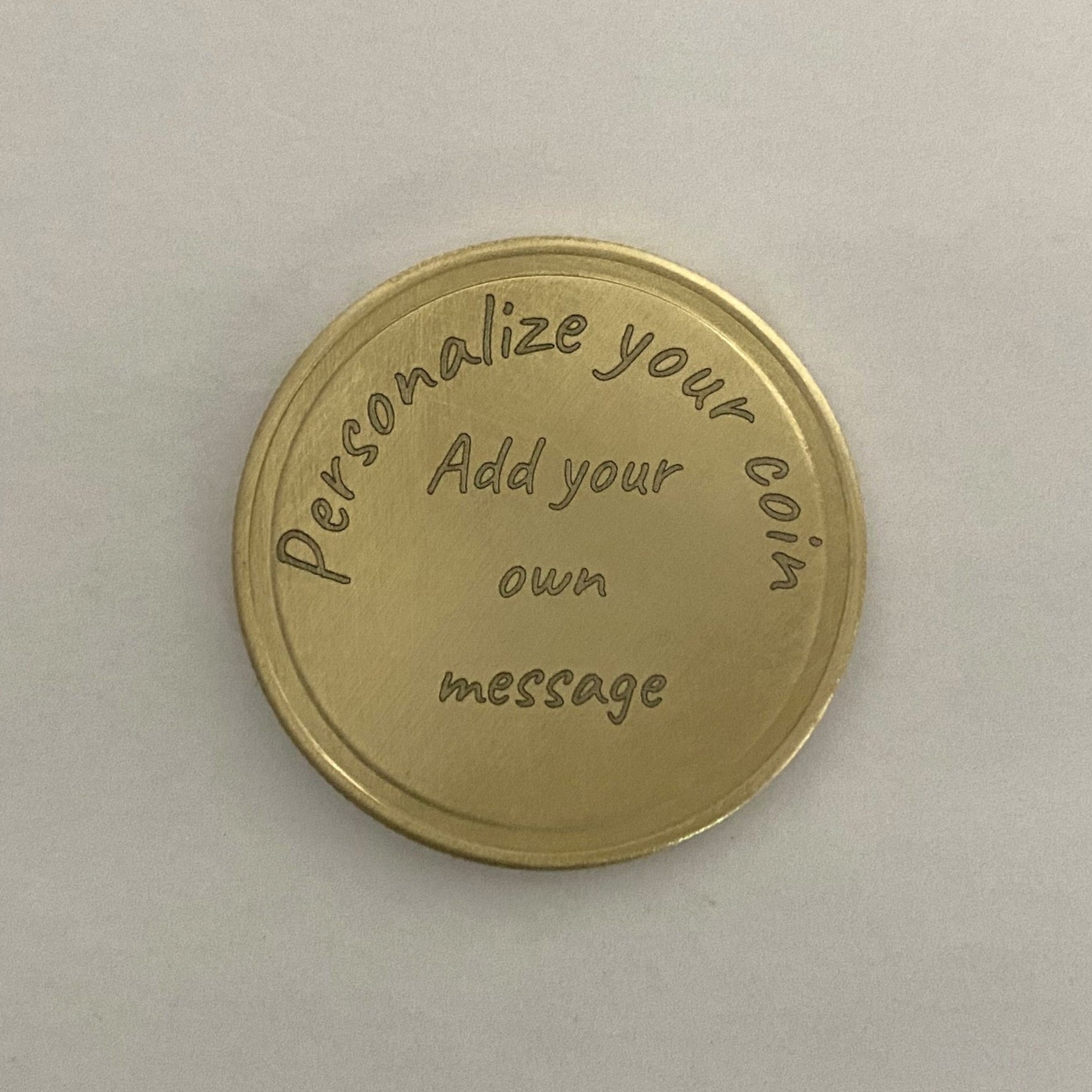 Custom text brass coin