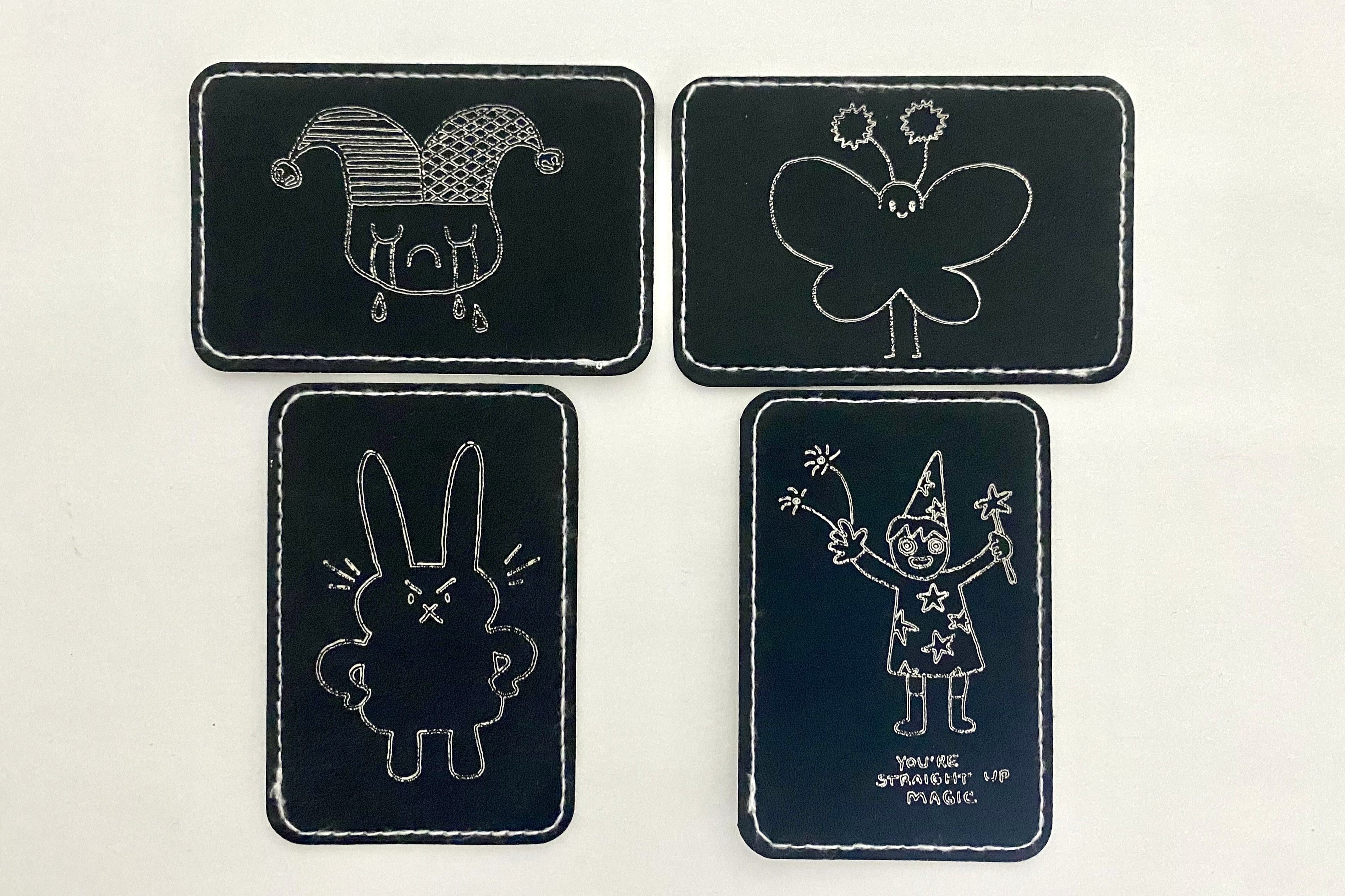 Fun art on black patches
